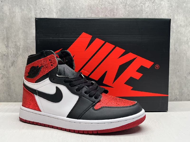 Women Running Weapon Air Jordan 1 White/Red/Black Shoes 536
